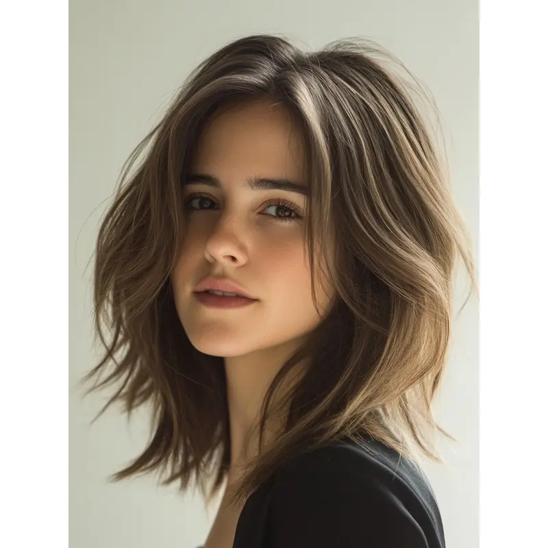 Wigs Medium Length Layered Wavy Remy Human Hair 14" Ombre/2 Tone Monofilament Wigs