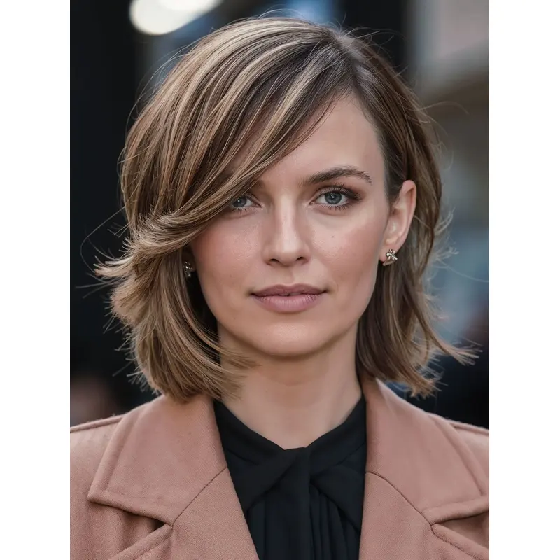 Medium Lace Front Wigs With Bangs Straight Ombre/2 tone Wigs