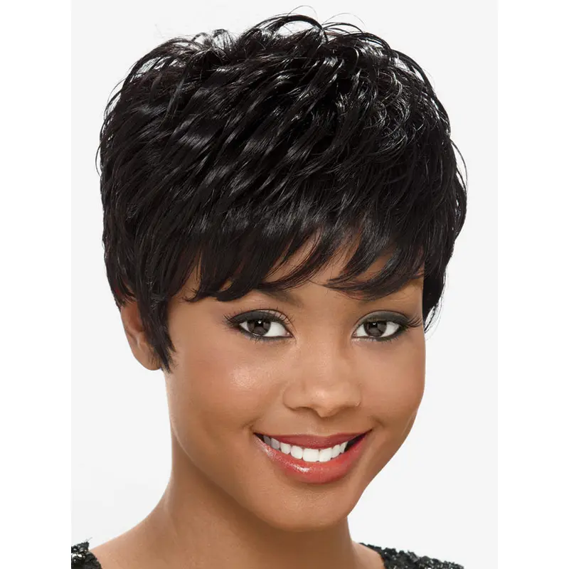 Unique Black Straight Short African American Wigs