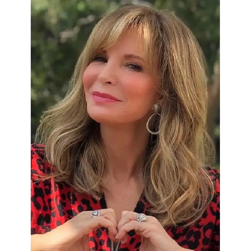 Wavy Blonde Shoulder Length Synthetic Capless With Bangs Jaclyn Smith Wigs