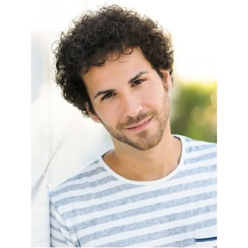 Designed Lace Front Curly Short Men Wigs