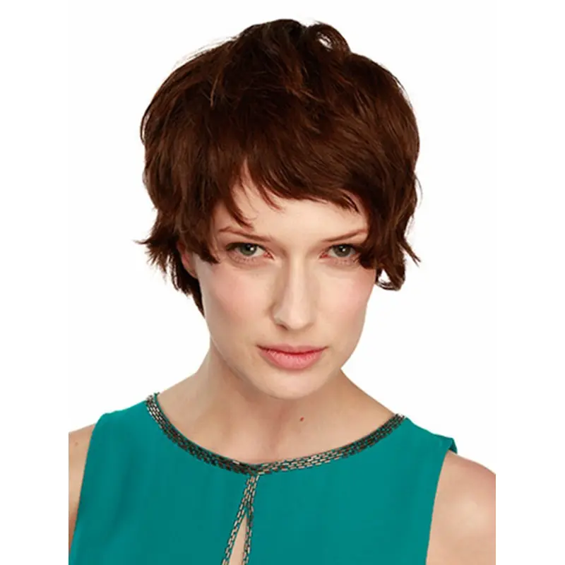 Monofilament Durable Boycuts Wavy Short Wigs
