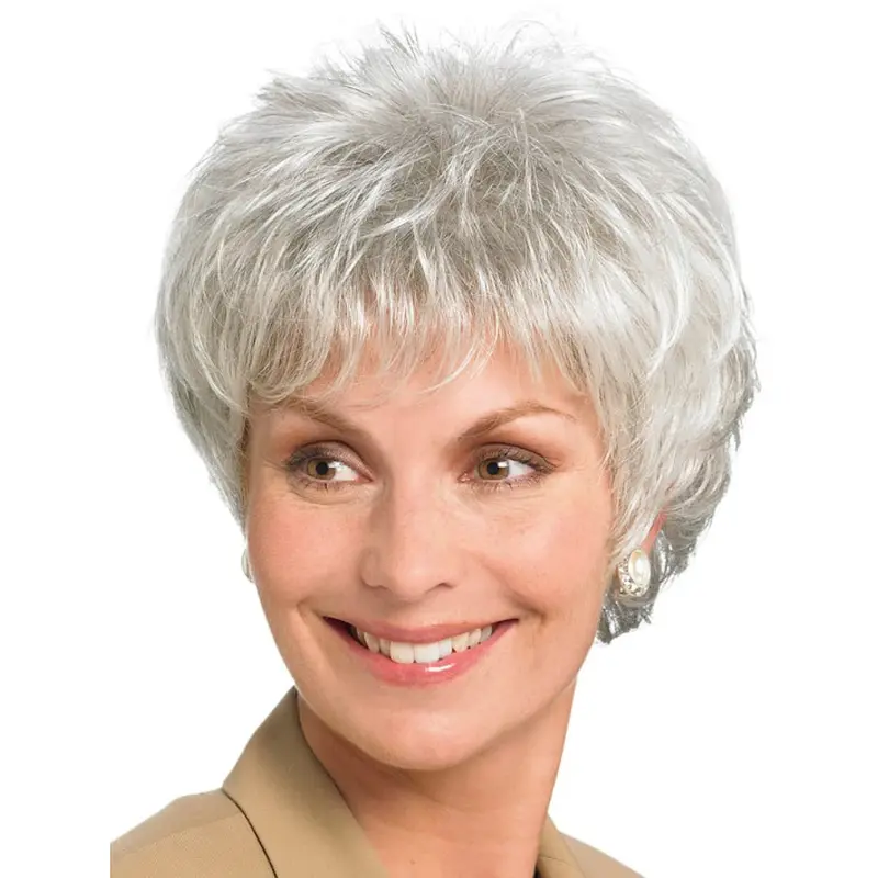 6" Straight Lace Front Synthetic Ideal Grey Wigs