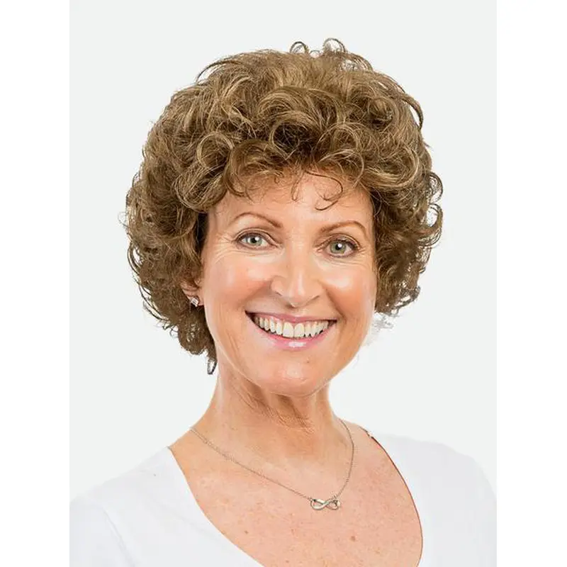 8" Monofilament Synthetic Short Brown Curly Amazing Bob Women Wigs