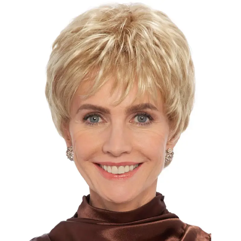 Blonde 8" Synthetic Short Straight 100 Hand Tied Wigs
