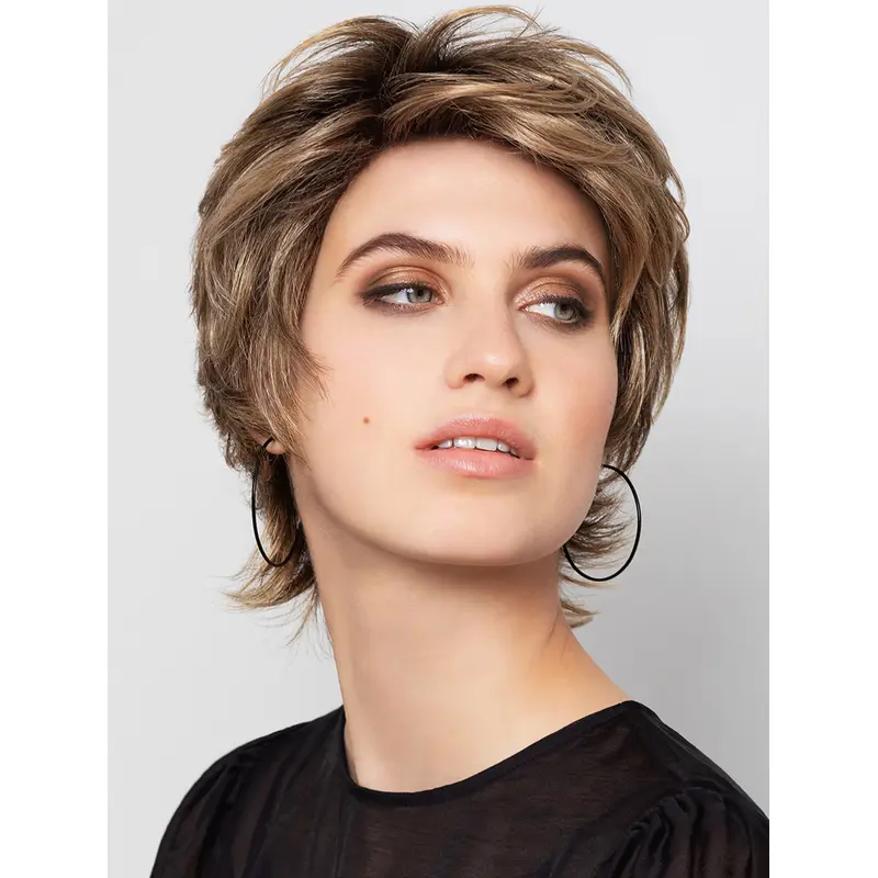 8" Boycuts Straight Synthetic Monofilament Blonde Ideal Short Wigs