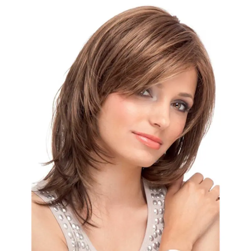 Traditiona Auburn Lace Front Shoulder Length Human Hair Wigs