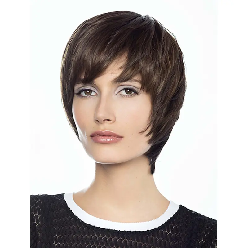 8" Straight Short Layered Human Hair Wig