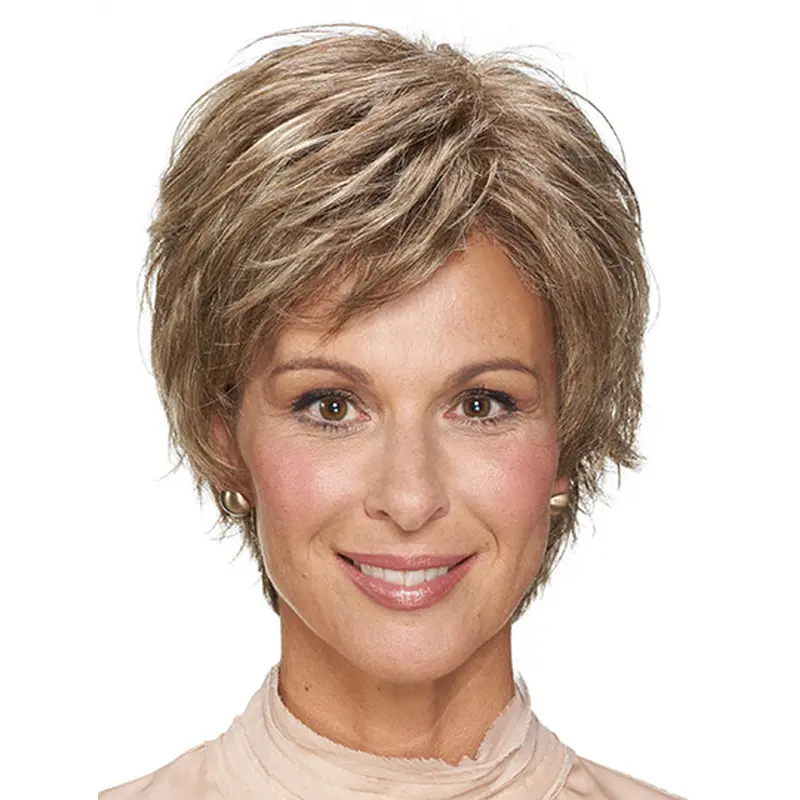 8" Wavy Monofilament Synthetic Layered Short Wigs