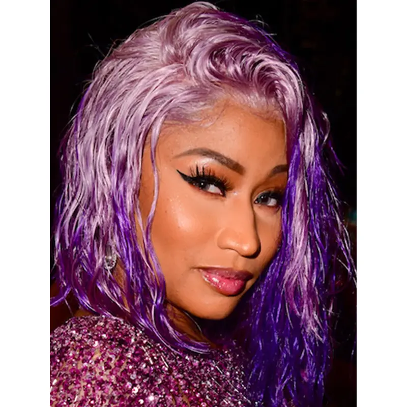 Purple 12" Wavy Bobs Chin Length Nicki Minaj Wigs
