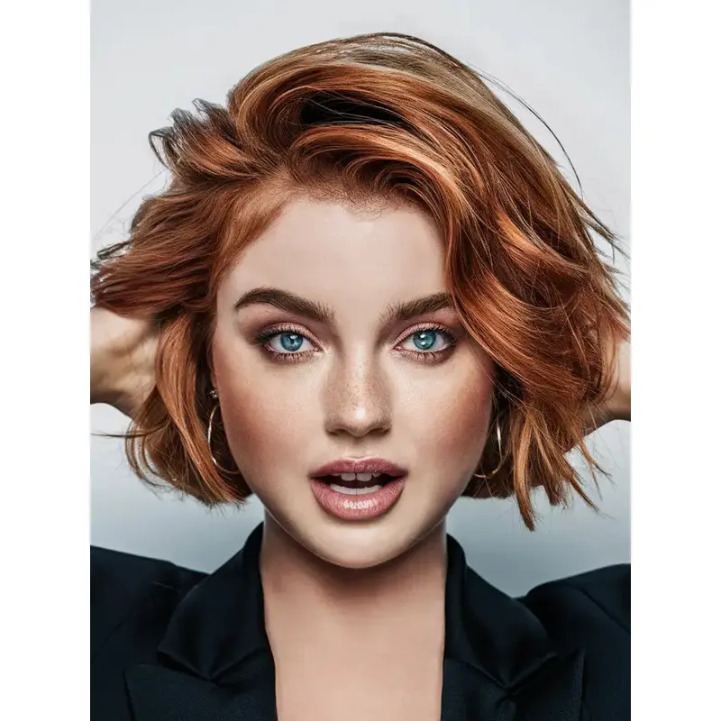 Medium Length Bob Wig Monofilament 10" Wavy Synthetic Ombre/2 Tone Wigs