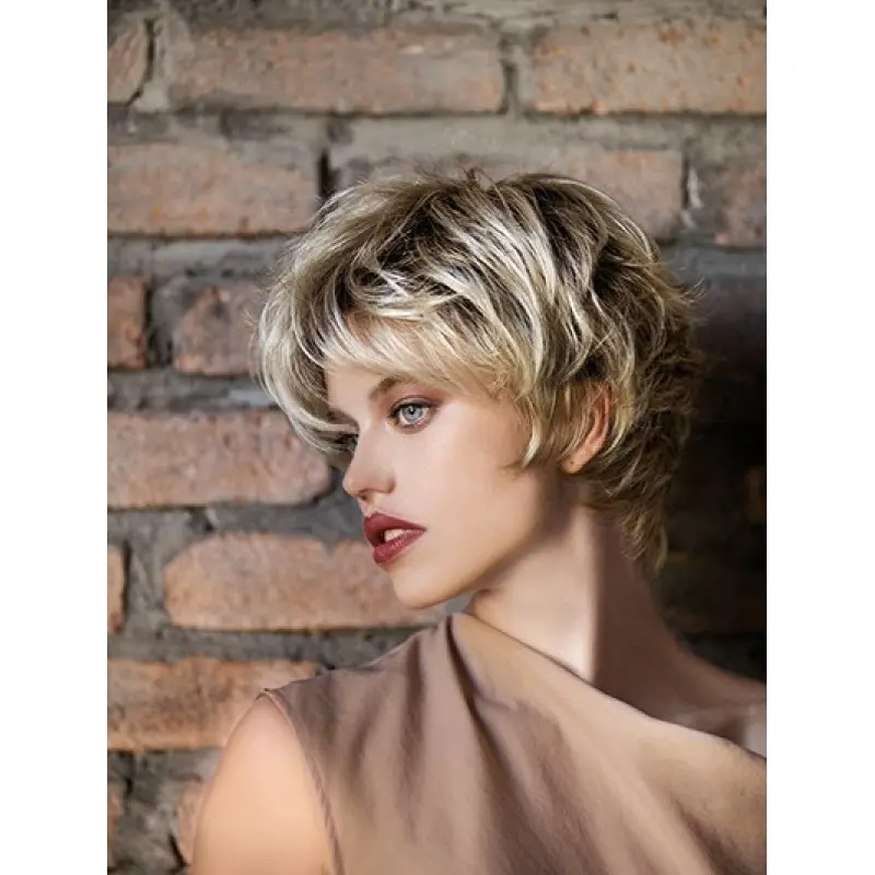 Wavy Blonde 8" Boycuts Monofilament Short Wig