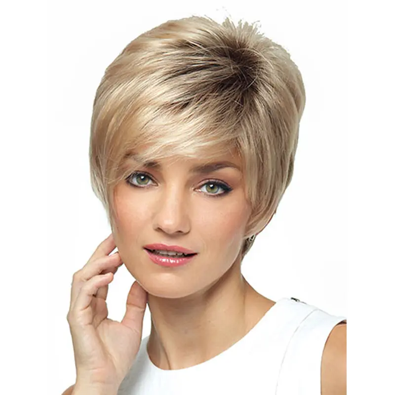 Blonde Straight Synthetic Elegant Short Wigs