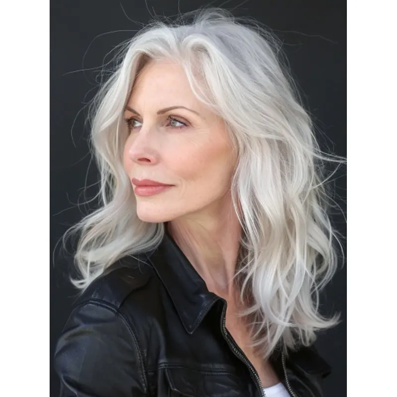 Medium Gray Wigs Layered 14" Monofilament Synthetic Wigs