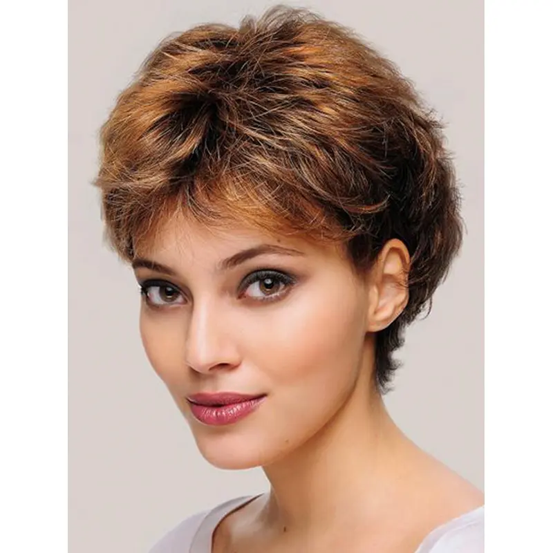 6" Wavy Monofilament Synthetic Layered Short Wigs For Women