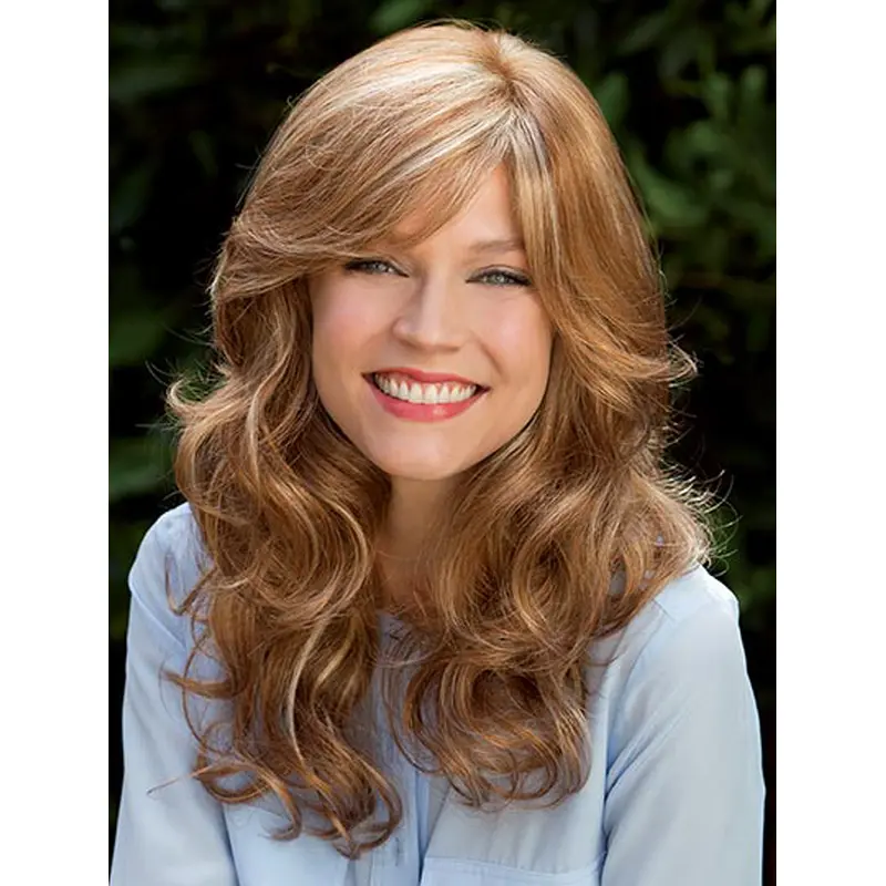 Blonde 16" With Bangs Long Flexibility Monofilament Wigs