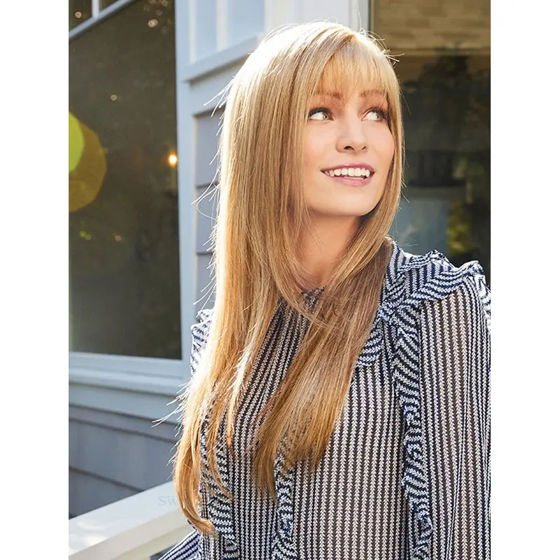 Brown 18" With Bangs Long Monofilament Wigs