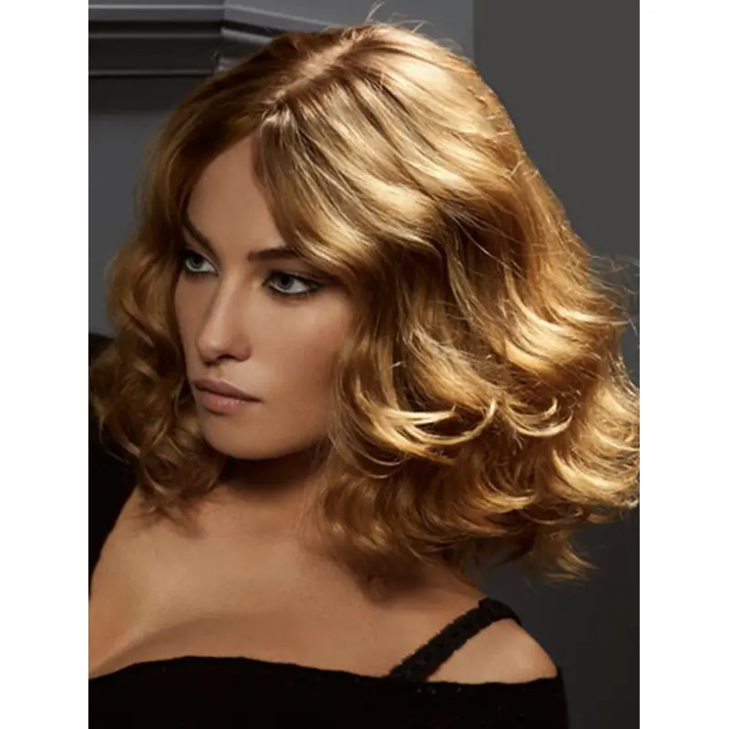 Top Blonde Wavy Shoulder Length Remy Human Lace Wigs