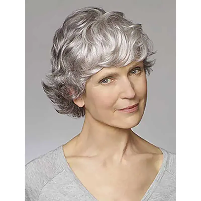 Grey Wavy 8" Synthetic Classic Monofilament Wigs