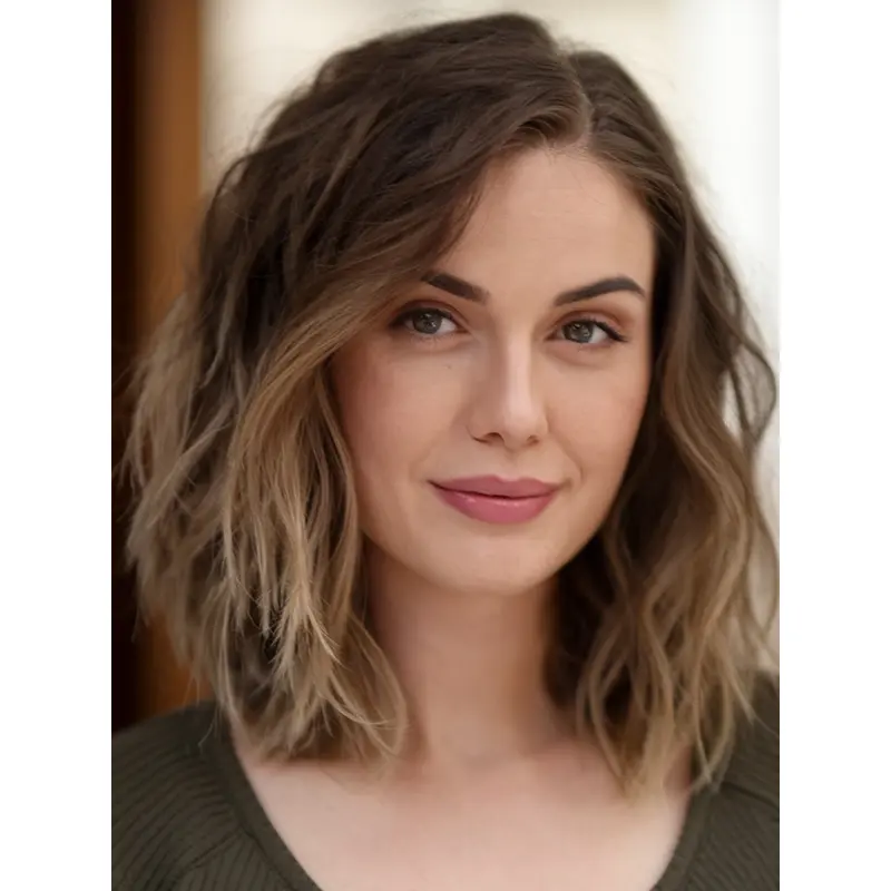 Mid Length Wavy Wigs Shoulder Length Monofilament Synthetic 12" Wigs