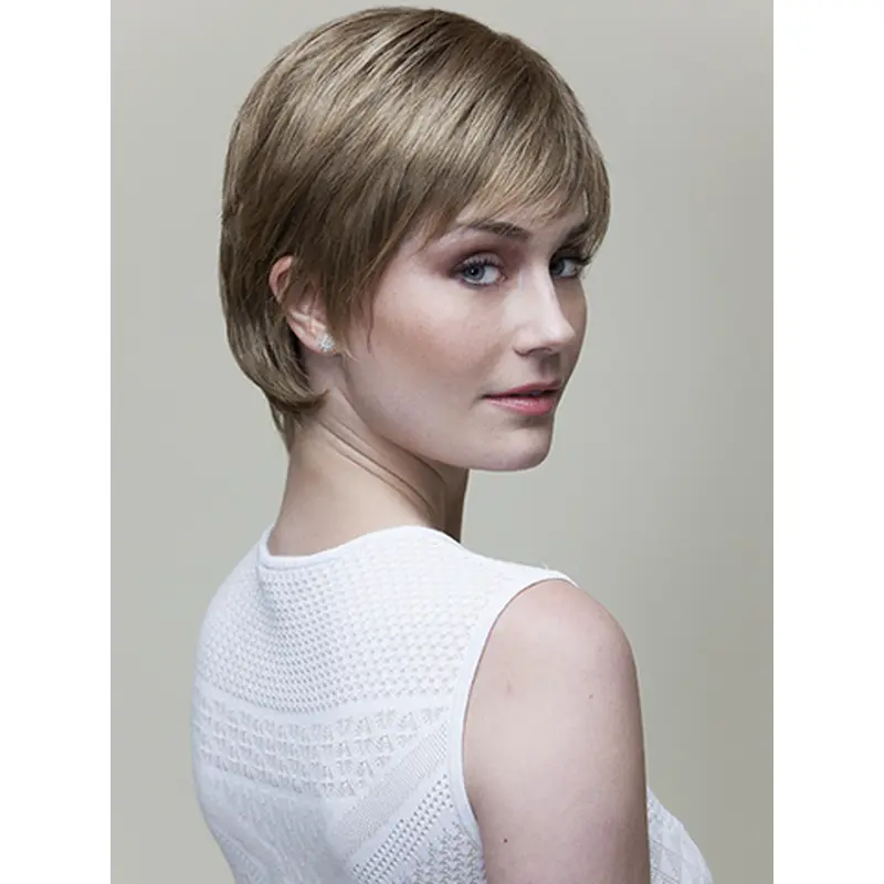 6" Straight Brown With Bangs Short Wigs