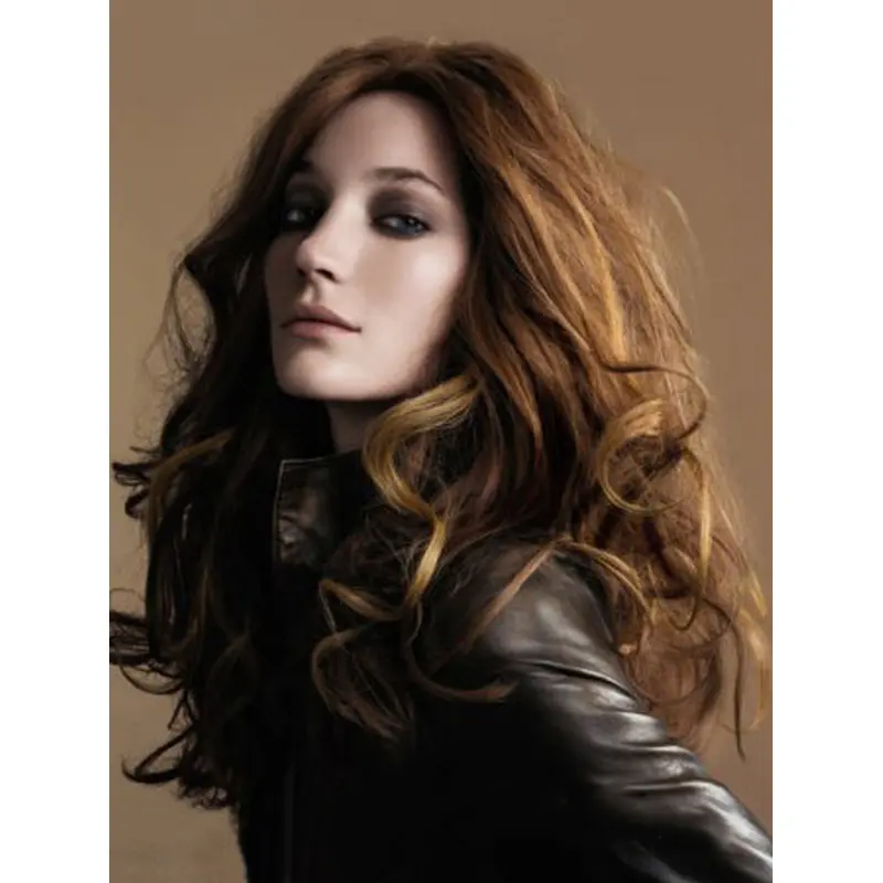 Stylish Remy Human Hair Brown Wavy Long Wigs