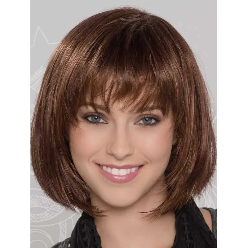 10" Straight Monofilament Brown Silver Bob Wigs