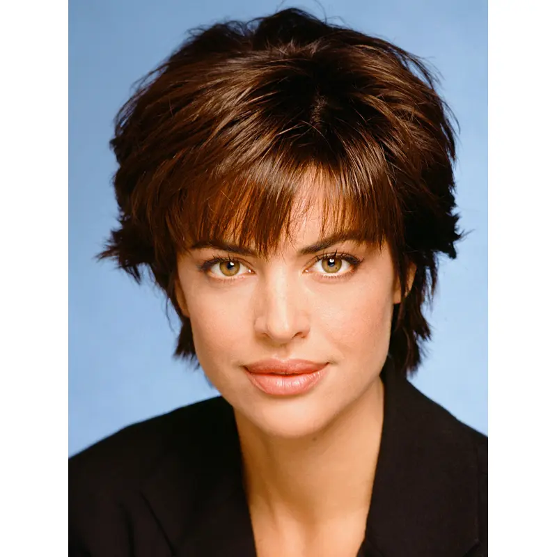 8" 100% Hand-tied Remy Human Hair Short Brown Lisa Rinna Wigs