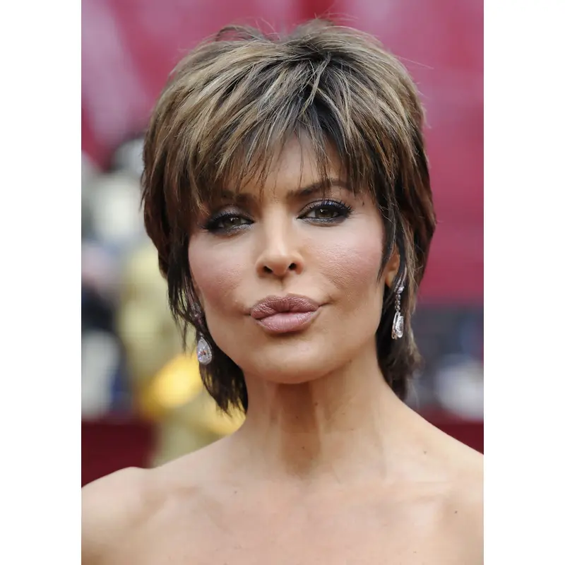 8" Capless Synthetic Short Brown Lisa Rinna Wigs