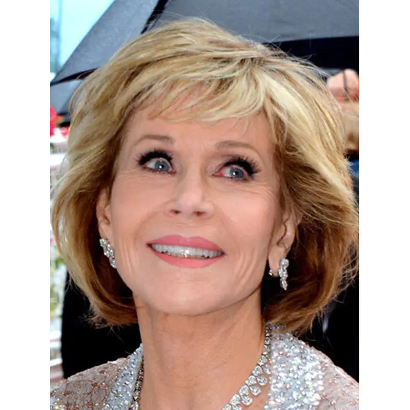 Blonde 12" Wavy Bobs Chin Length Jane Fonda Wigs