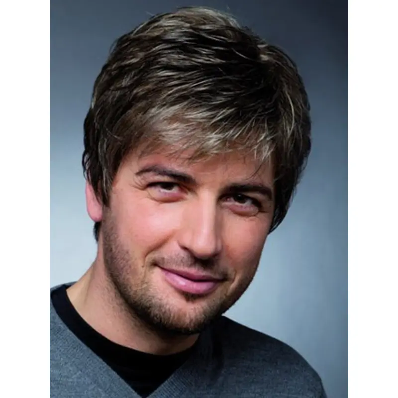 Fashionable White Monofilament Short Men Wigs