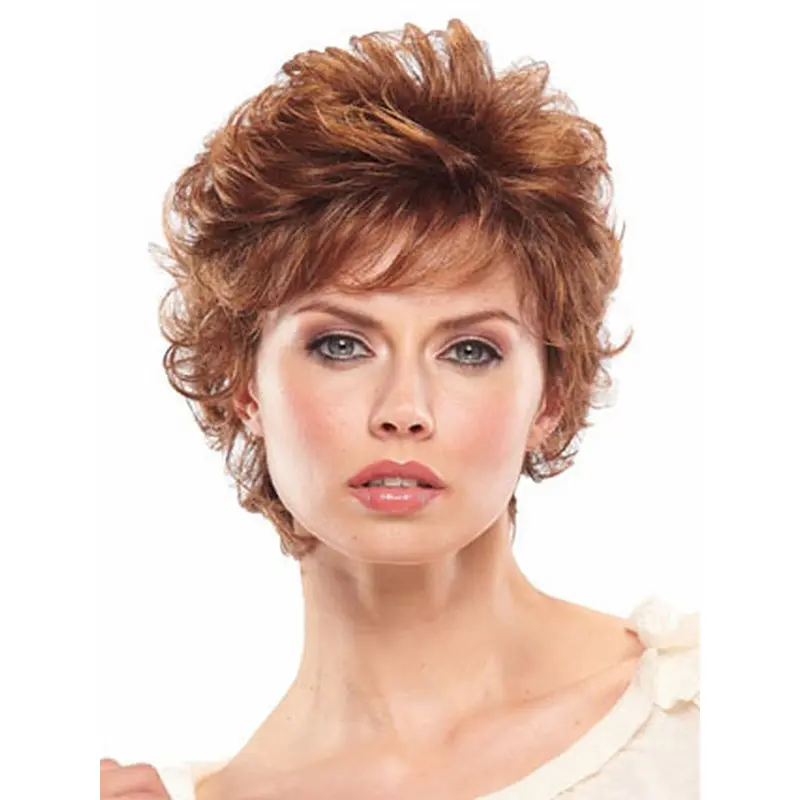High Quality Auburn Wavy Short Classic Wigs