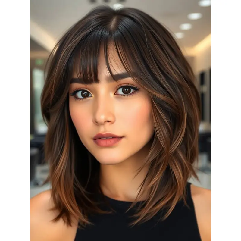 Mid Bob Wig Ombre/2 Tone Shoulder Length Monofilament Straight 14" Synthetic Wigs