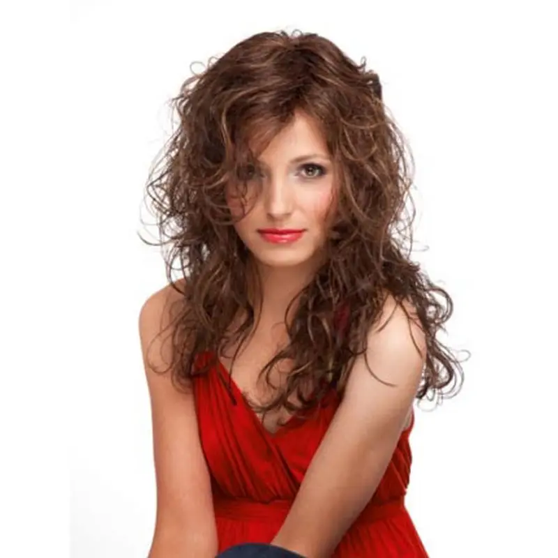 Auburn Layered Curly Refined Long Wigs