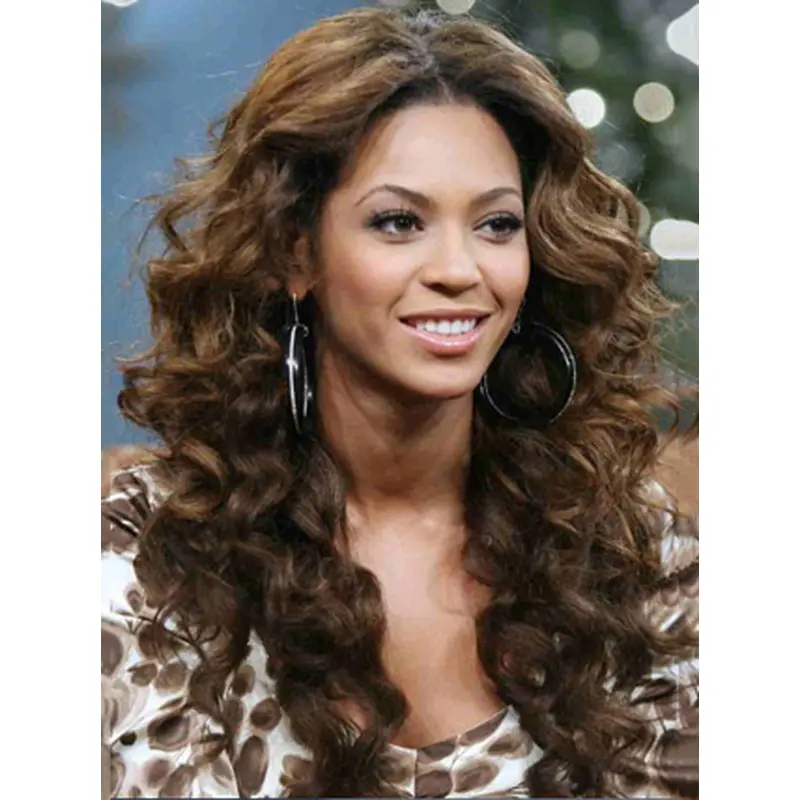Beyonce Knowles Gypsy Style 100% Human Hair Long Curly Full Lace Wig about 20 Inches