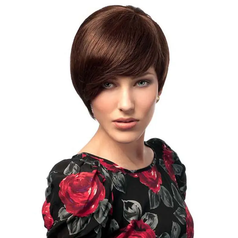 Auburn Straight Short Human Hair Wigs