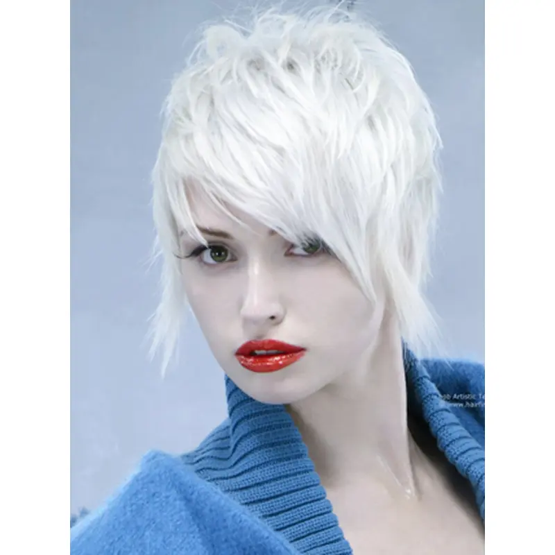 Young Fashion White Short Layers Full Lace Synthetic Wigs