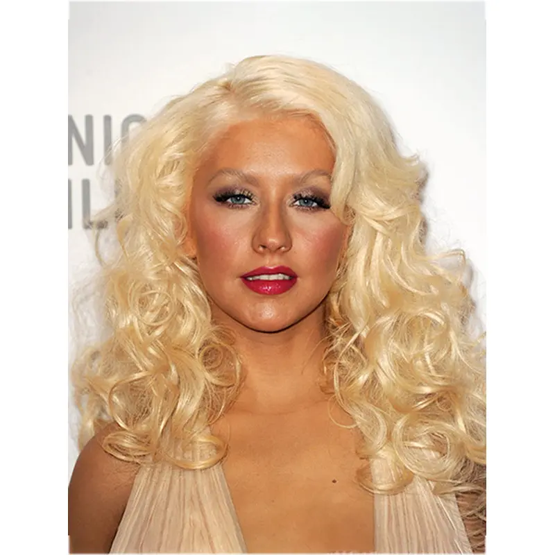 16" Lace Front Long Blonde Without Bangs Christina Aguilera Wigs