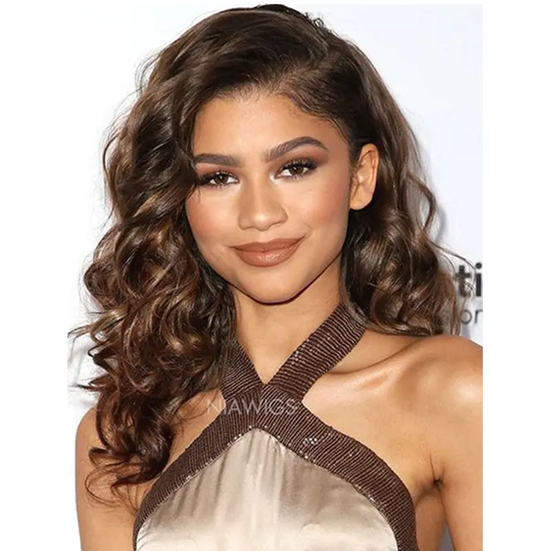 Lace Front 16" Curly Long Without Bangs Zendaya Wigs