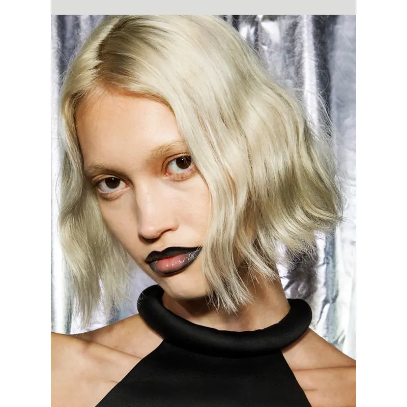 Medium Length Lace Front Wig Platinum Blonde Bobs 10" Straight Wigs