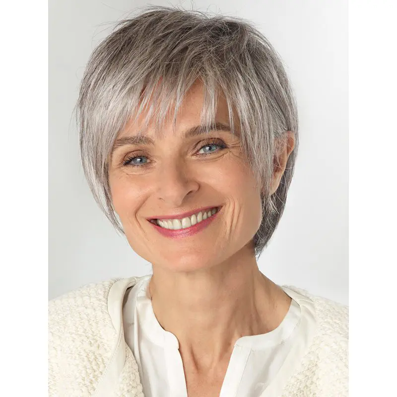Amazing White Chin Length Straight Grey Fantastic Wigs