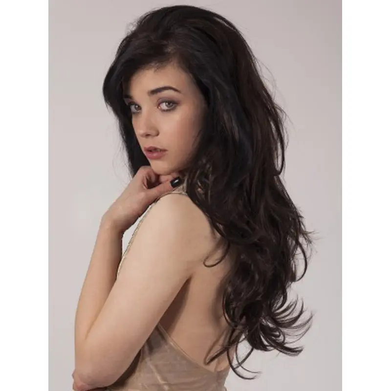Beautiful Black Wavy Long Human Hair Wigs & Half Wigs