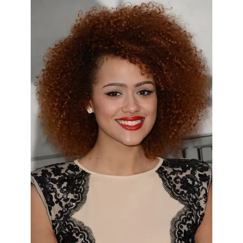 Black Afro Curl Human Hair Full Lace Wig Kinky Wigs