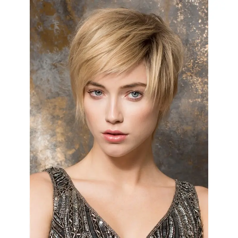 Discount Blonde 6" Straight Boycuts Human Hair Wigs