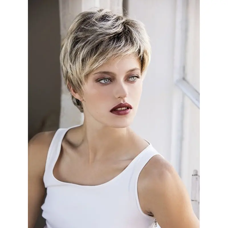 Blonde Synthetic Boycuts Wavy Short Lacefront Wigs