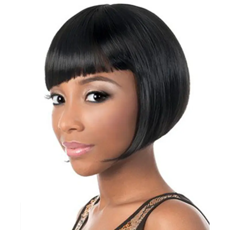 Faddish Black Straight Short African American Wigs