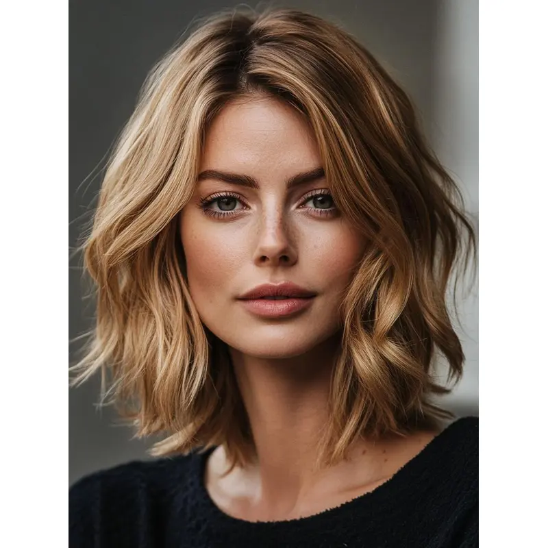 Medium Length Layered Wig Lace Front 12" Synthetic Blonde Wavy Wigs