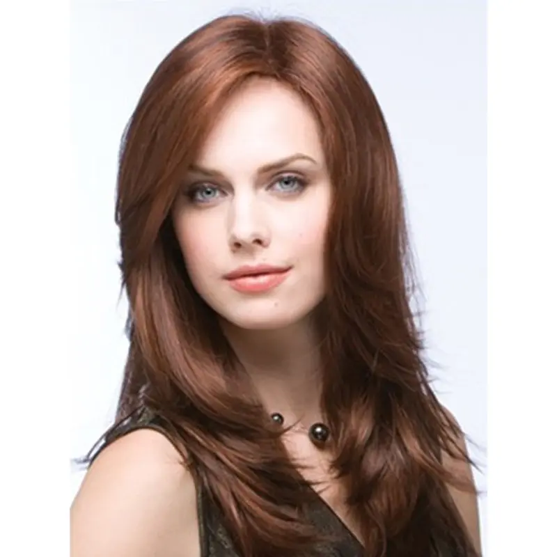 Auburn Layered Straight Polite Wigs For Cancer
