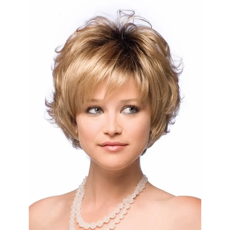 Designed Blonde Wavy Short Synthetic Wigs