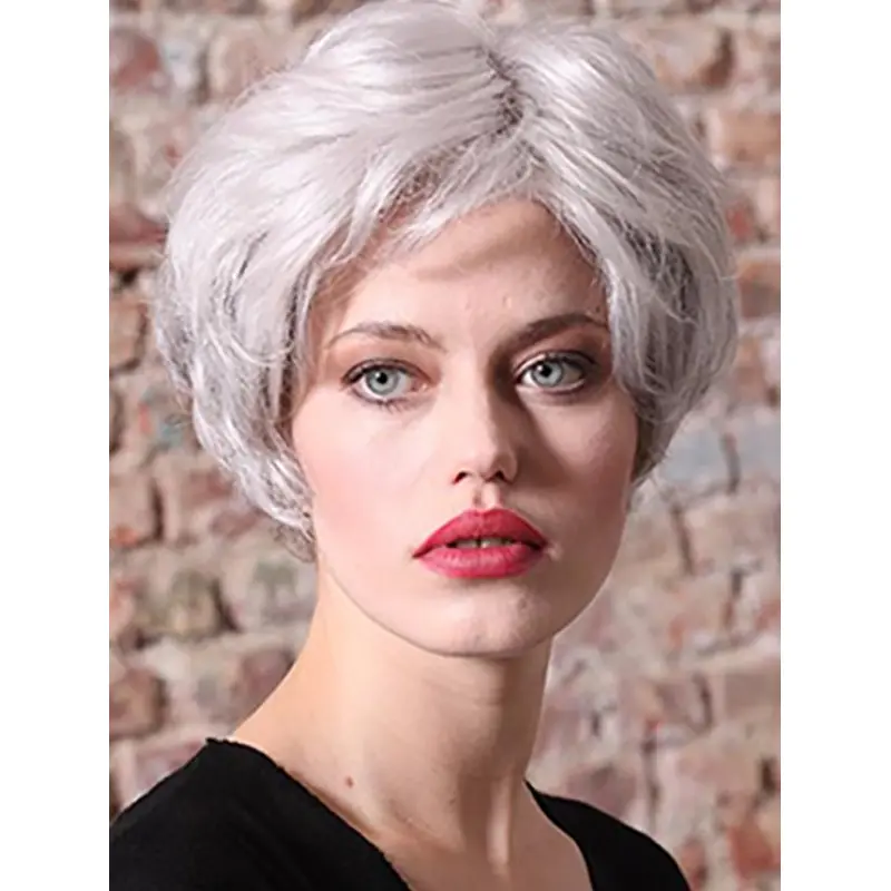 Synthetic 8" Straight Short Grey Women Classic Wig